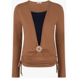 stand-prive.com Pull à bords froncés et boucle décorative - Camel camel 36 female