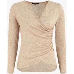 stand-prive.com Pull fin à encolure cache-coeur et effet drapé - Camel camel 36 female