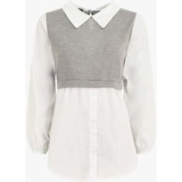 stand-prive.com Pull à chemise en trompe l'oeil - Gris clair gris-clair 36/38 female