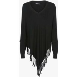 stand-prive.com Pull poncho à franges - noir noir 36/38 female