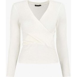 stand-prive.com Pull côtelé uni à col cache-coeur - Blanc blanc 36/38 female