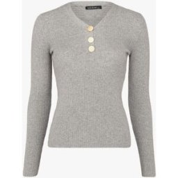 stand-prive.com Pull côtelé à col V boutonné - Gris chiné gris-chine 36/38 female