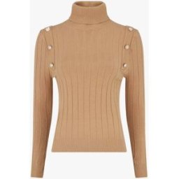 stand-prive.com Pull fin à roulé et boutons décoratifs - Camel camel 36/38 female