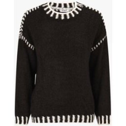 stand-prive.com Pull uni en maille à col contrastant - Noir noir 36/38 female