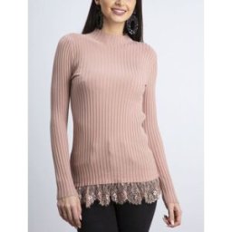 stand-prive.com Pull côtelé à bord dentelle - rose rose 36/38 female