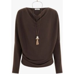 stand-prive.com Pull fin à manches chauve-souris et col bénitier - Marron marron 36 female