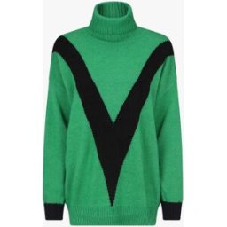 stand-prive.com Pull col roulé à motif V - Noir/vert noir-vert T.U female