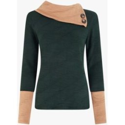 stand-prive.com Pull texturé à col fantaisie boutonné - Vert foncé vert-fonce 36 female