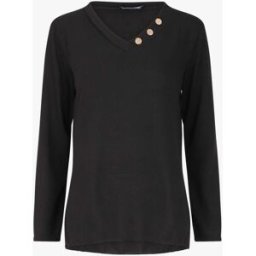 stand-prive.com Pull fin oversize à col V à boutons décoratifs - Noir noir 36 female