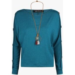 stand-prive.com Pull ample manches à boutons décoratifs - Bleu canard bleu-canard 36 female