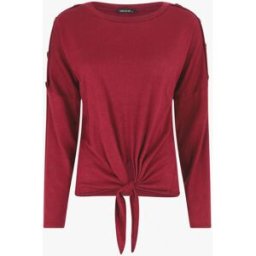 stand-prive.com Pull droit uni à noeud et boutons - Bordeaux bordeaux 36 female