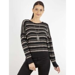 stand-prive.com Pull à rayures en pilou - gris/noir gris-noir 36/38 female