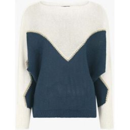 stand-prive.com Pull loose col bateau et motif en V - Blanc/bleu blanc-bleu 36/38 female