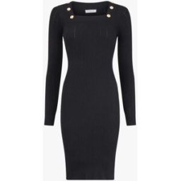 stand-prive.com Robe pull côtelée à col carré - Noir noir T.U female