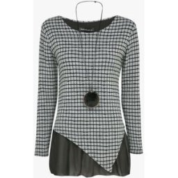 stand-prive.com Pull à carreaux et bords asymétriques à détail voile - Gris clair gris-clair 36/38 female