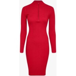 stand-prive.com Robe pull côtelée à col montant zippé - Rouge rouge T.U female