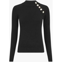 stand-prive.com Pull uni à col montant et boutons décoratifs - Noir noir T.U female