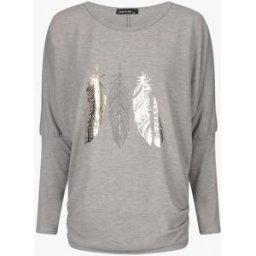 stand-prive.com Pull ample à motif plumes irisées - Gris gris 36/38 female