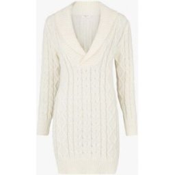 stand-prive.com Robe pull courte à col châle - Blanc blanc T.U female
