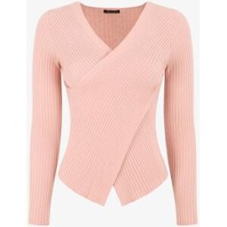 stand-prive.com Pull côtelé moulant col cache-coeur - Rose rose 36/38 female