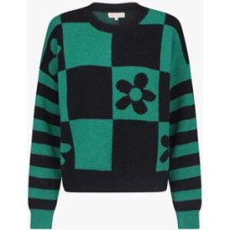 stand-prive.com Pull droit à motif fleurs et damier - Noir/vert noir-vert 36/38 female