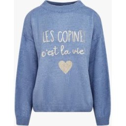 stand-prive.com Pull en maille uni à flocage - Bleu bleu 36/38 female