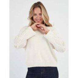 stand-prive.com Pull uni à manches ajourées - Écru ecru T.U female