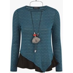 stand-prive.com Pull droit rayé bords à volants - Bleu canard bleu-canard 36 female