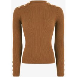 stand-prive.com Pull col montant ajusté à boutons - Camel camel T.U female