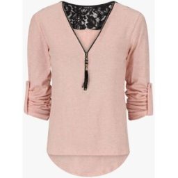 stand-prive.com Pull à manches retroussables et dentelle - Rose rose 36 female