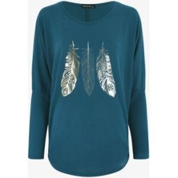stand-prive.com Pull ample à imprimé plumes irisées - Bleu canard bleu-canard 36/38 female