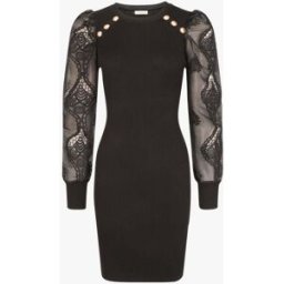 stand-prive.com Robe pull à manches bouffantes en crochet - Noir noir T.U female