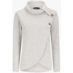 stand-prive.com Pull à col roulé à détails boutons et pans avant croisés - Gris clair gris-clair 36 female