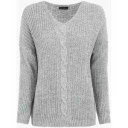 stand-prive.com Pull uni à col V et torsade - Gris gris 36/38 female