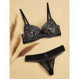 stand-prive.com Ensemble push-up à broderie fleurie et string - Noir/nude noir-nude 100B/44 female