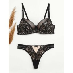 stand-prive.com Ensemble en dentelle graphique et string - Noir/nude noir-nude 100B/44 female
