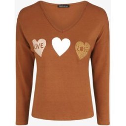 stand-prive.com Pull droit motif coeur LIVE LOVE - Rouille rouille 36/38 female
