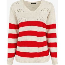 stand-prive.com Pull ajourée à rayures - Rouge/beige rouge-beige 36/38 female