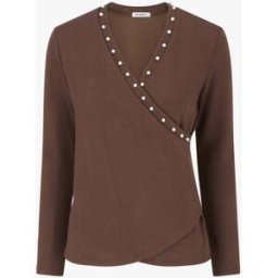 stand-prive.com Pull fin à col cache-coeur orné de perles - Marron marron 36 female