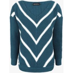 stand-prive.com Pull en maille imprimé rayures en V - Bleu canard bleu-canard 36/38 female