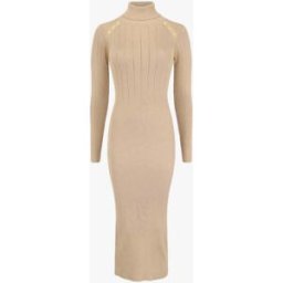 stand-prive.com Robe pull à col roulé et épaules à détail boutons - Beige beige T.U female