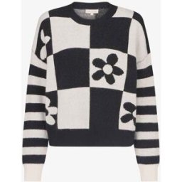 stand-prive.com Pull droit à motif fleurs et damier - Noir/écru noir-ecru 36/38 female