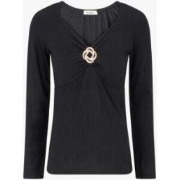 stand-prive.com Pull fin uni à empiècement bijou - Noir noir 36 female