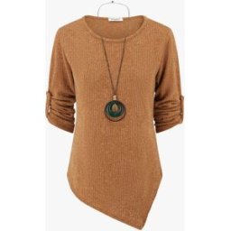 stand-prive.com Pull effet côtelé à manches longues retroussables - Camel camel 36 female