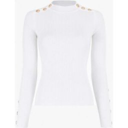stand-prive.com Pull fin côtelé et boutons décoratifs - Blanc blanc T.U female