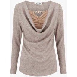 stand-prive.com Pull côtelé à col bénitier et bijou - Taupe taupe 36 female