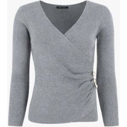 stand-prive.com Pull côtelé col cache-coeur et boutons - Gris gris 36/38 female