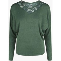 stand-prive.com Pull droit col en dentelle et manches longues - Vert foncé vert-fonce 36 female