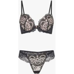 stand-prive.com Ensemble soutien-gorge et string en dentelle fantaisie - Noir noir 100C/42 female