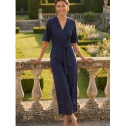 Roman Roman Laser Cut Hem Wrap Front Jumpsuit bleu FR 46 (EU 44)